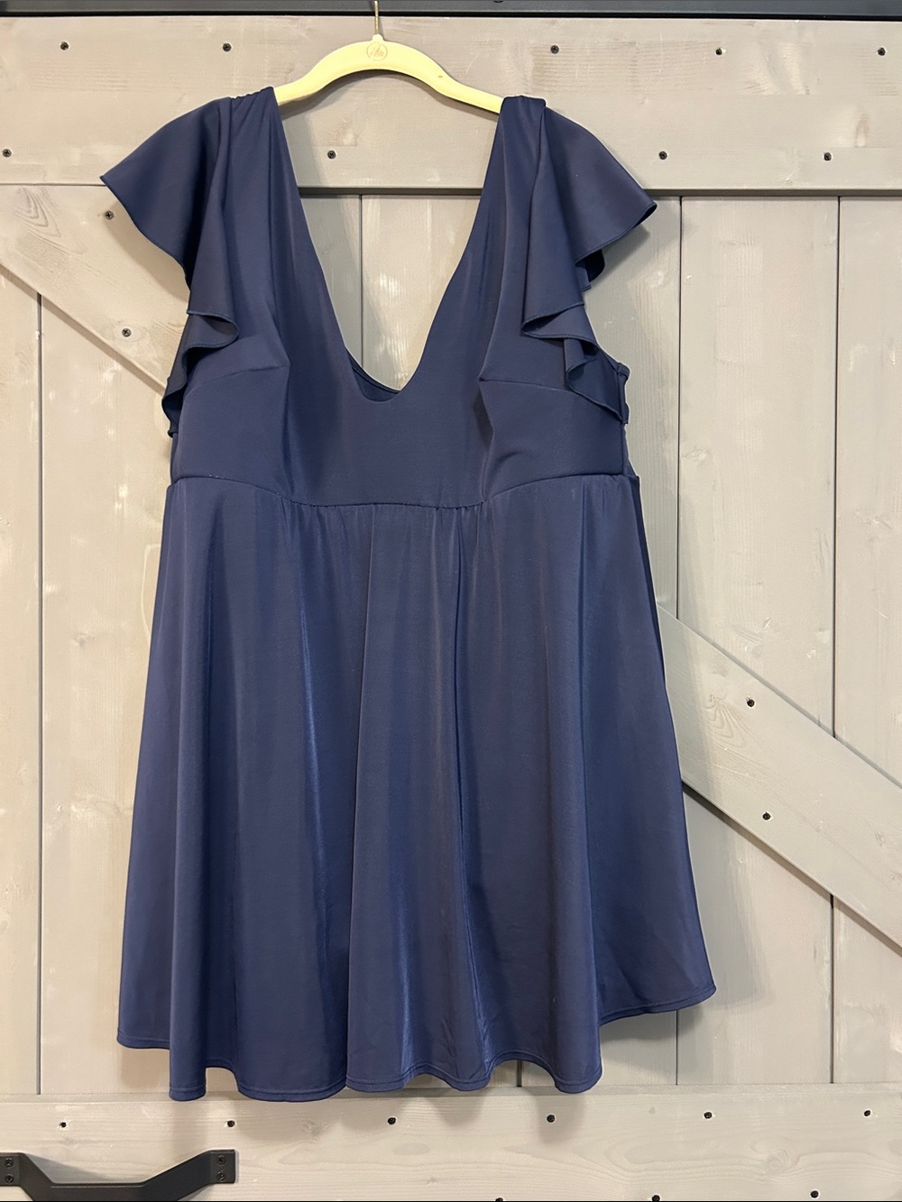 Lane Bryant Navy V-Neck Flutter Sleeve One-Piece Swimdress
